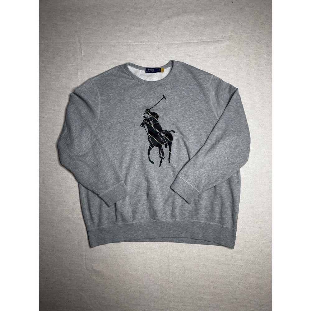 Polo Ralph Lauren Big Pony Sweatshirt Men's XXL Gray Fleece Crewneck Pullover